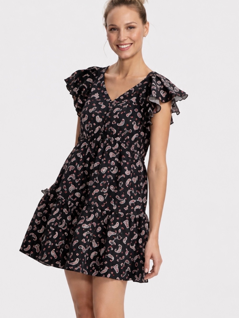 Universal Thread Paisley Ruffle Sleeve Mini Dress